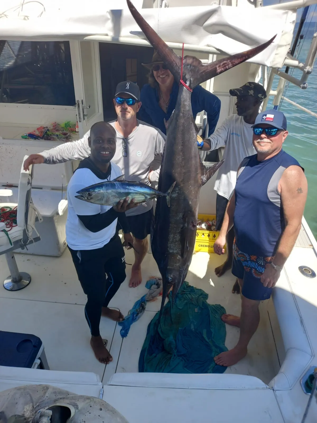 Large blue marlin caught aboard Vodka Shot