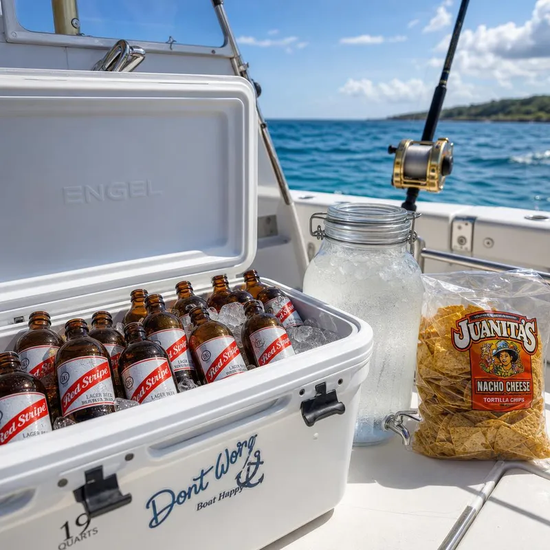 Drinks & Snacks On Board — included on every Vodka Shot fishing charter in Montego Bay, Jamaica